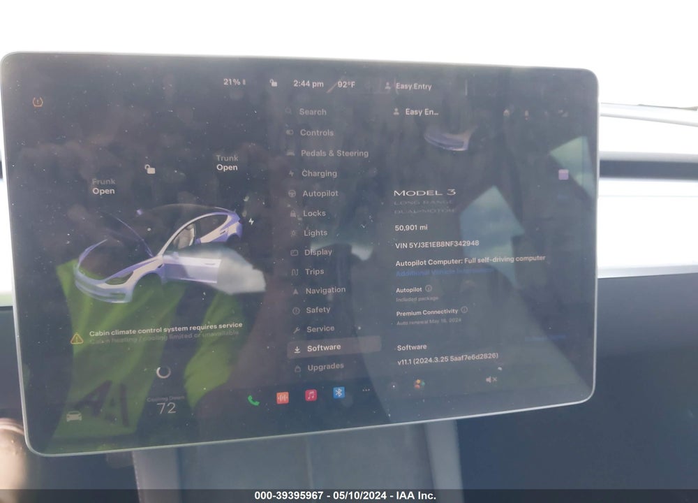 2022 TESLA MODEL 3 LONG RANGE DUAL MOTOR ALL-WHEEL DRIVE VIN: 5YJ3E1EB8NF342948