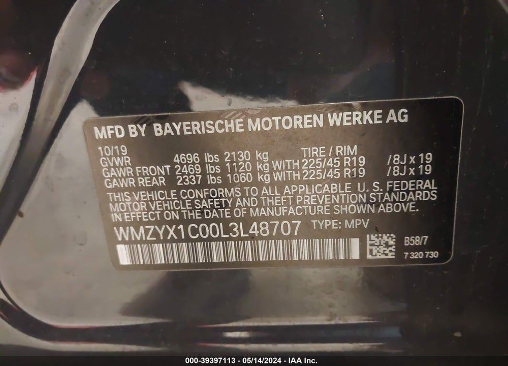 2020 MINI COUNTRYMAN COOPER S VIN: WMZYX1C00L3L48707