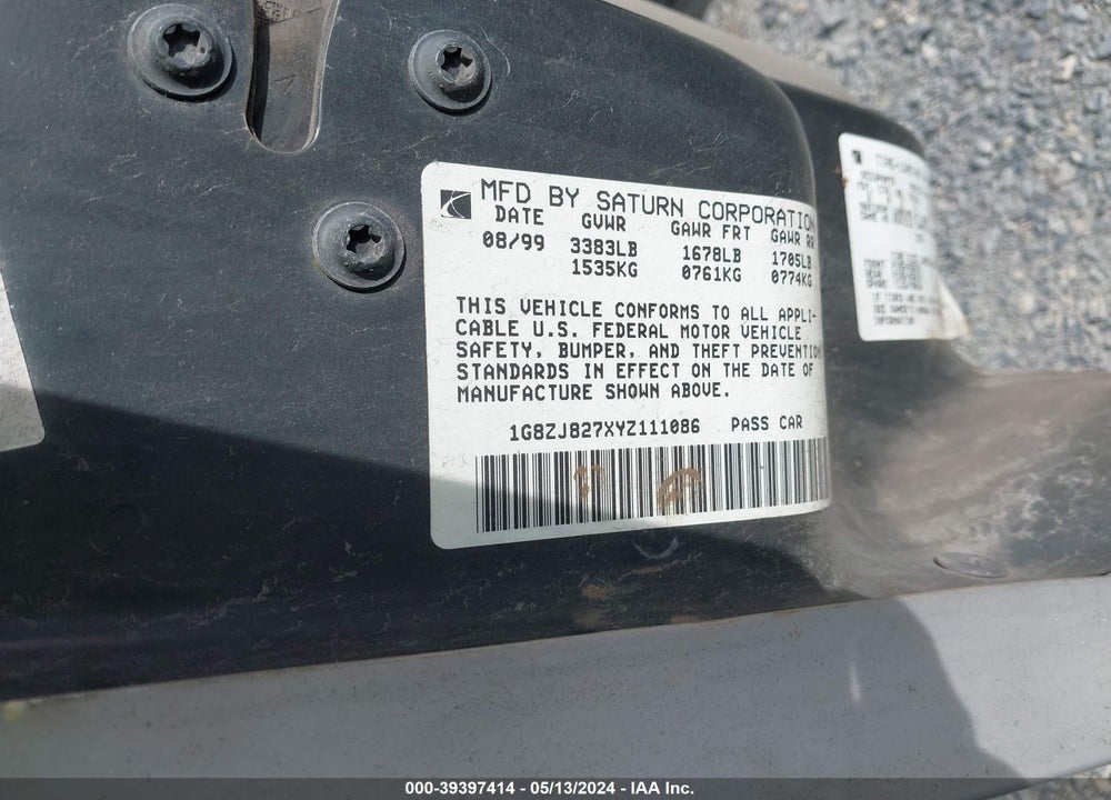 2000 SATURN SW2 VIN: 1G8ZJ827XYZ111086