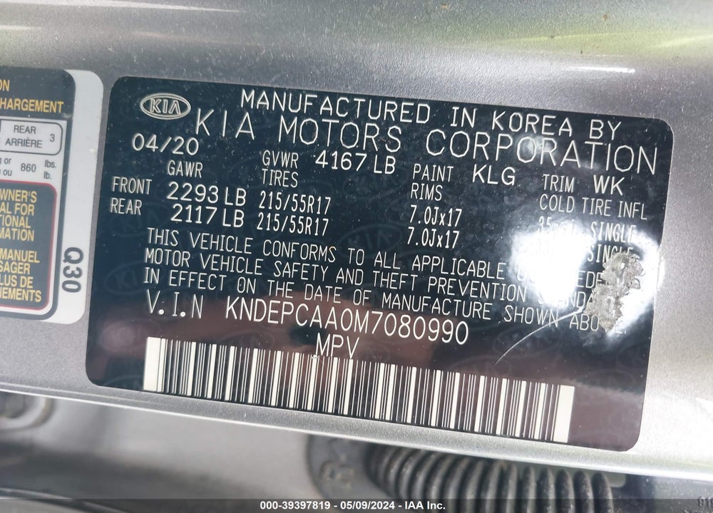 2021 KIA SELTOS LX VIN: KNDEPCAA0M7080990
