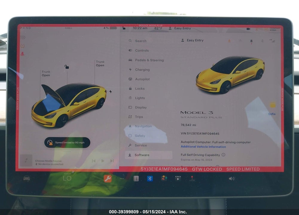 2021 TESLA MODEL 3 STANDARD RANGE PLUS REAR-WHEEL DRIVE VIN: 5YJ3E1EA1MF094645