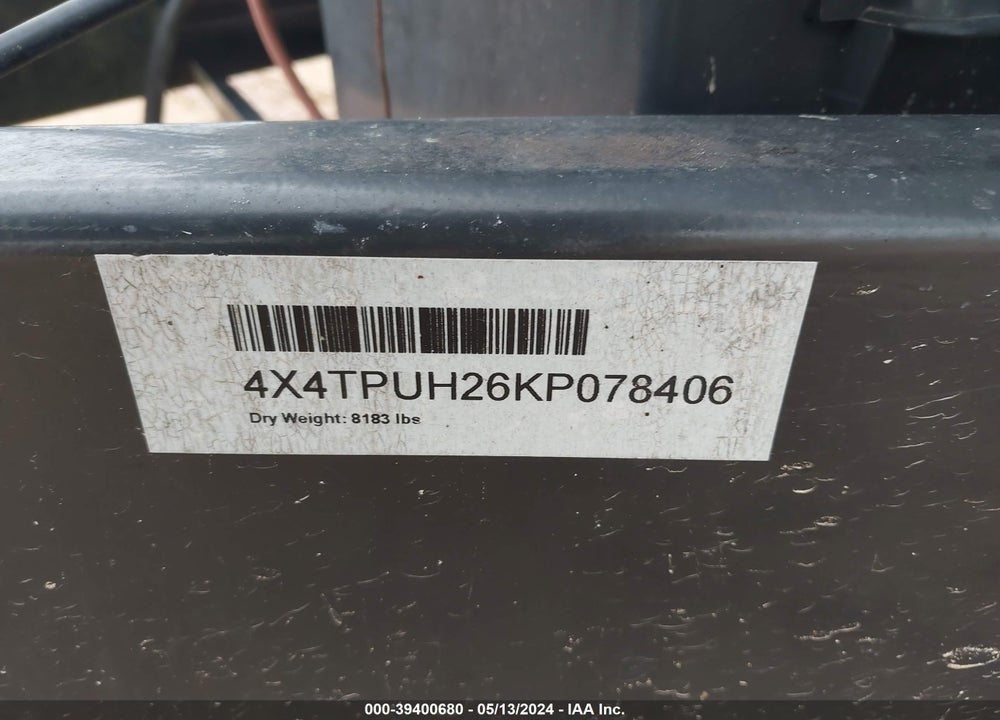 2019 PALOMINO 32FT VIN: 4X4TPUH26KP078406