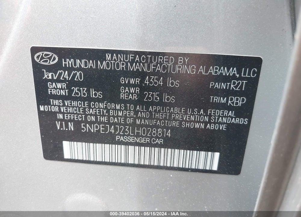 2020 HYUNDAI SONATA SEL PLUS VIN: 5NPEJ4J23LH028814