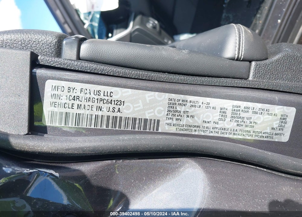 2023 JEEP GRAND CHEROKEE ALTITUDE 4X4 VIN: 1C4RJHAG1PC641231