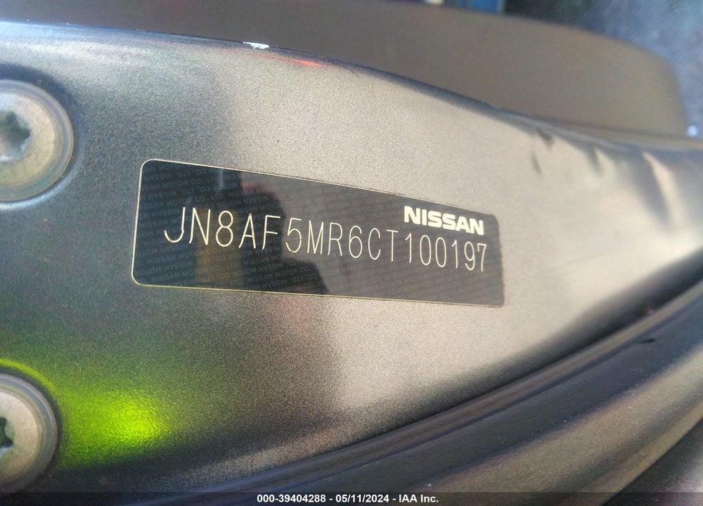 2012 NISSAN JUKE SV VIN: JN8AF5MR6CT100197
