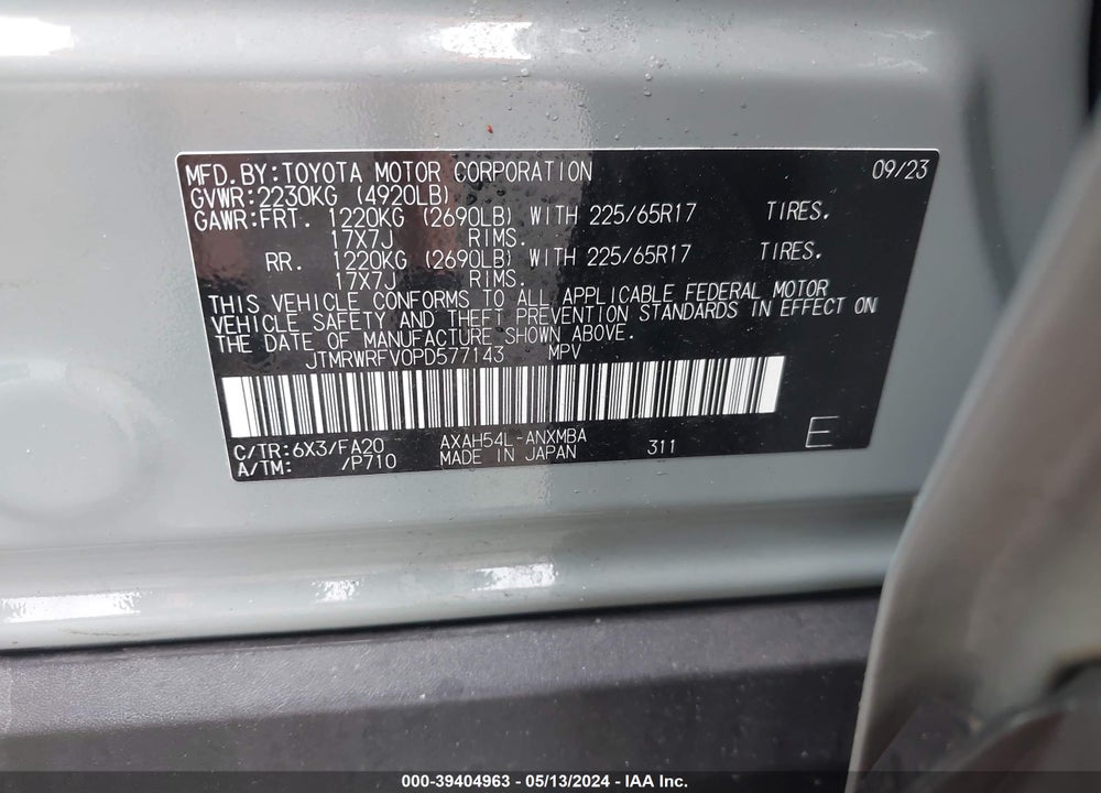 2023 TOYOTA RAV4 XLE HYBRID VIN: JTMRWRFV0PD577143