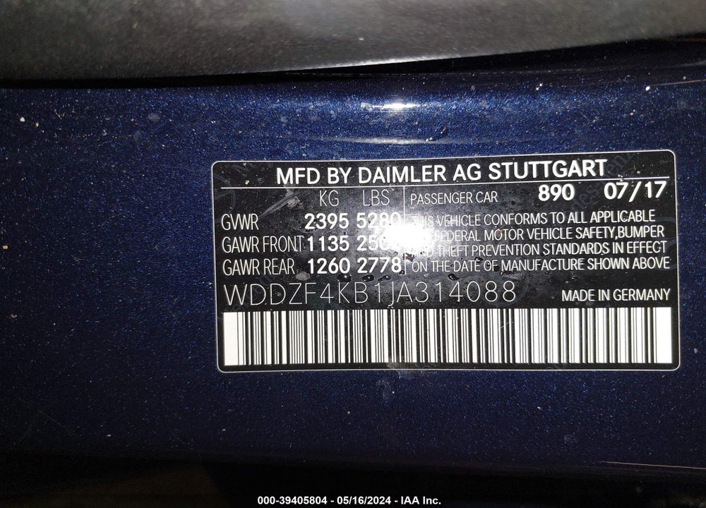 2018 MERCEDES-BENZ E 300 4MATIC VIN: WDDZF4KB1JA314088