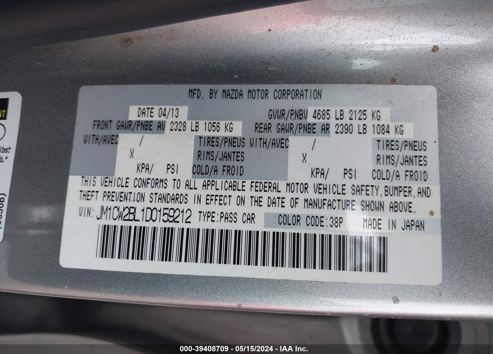 2013 MAZDA 5 SPORT VIN: JM1CW2BL1D0159212