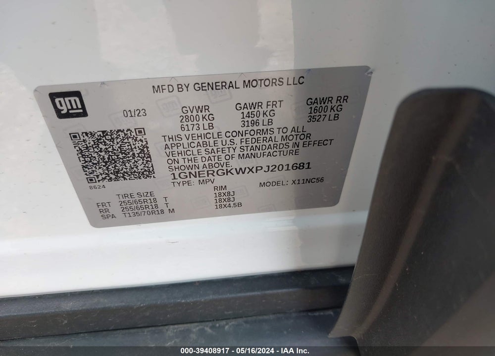 2023 CHEVROLET TRAVERSE FWD LT CLOTH VIN: 1GNERGKWXPJ201681