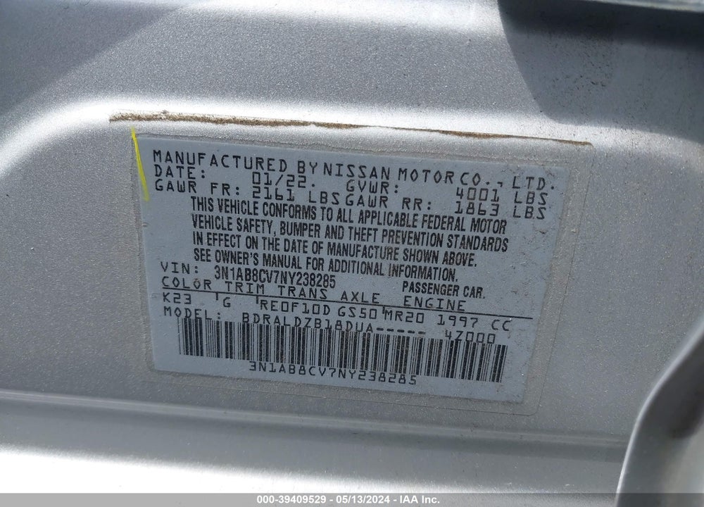 2022 NISSAN SENTRA SV XTRONIC CVT VIN: 3N1AB8CV7NY238285