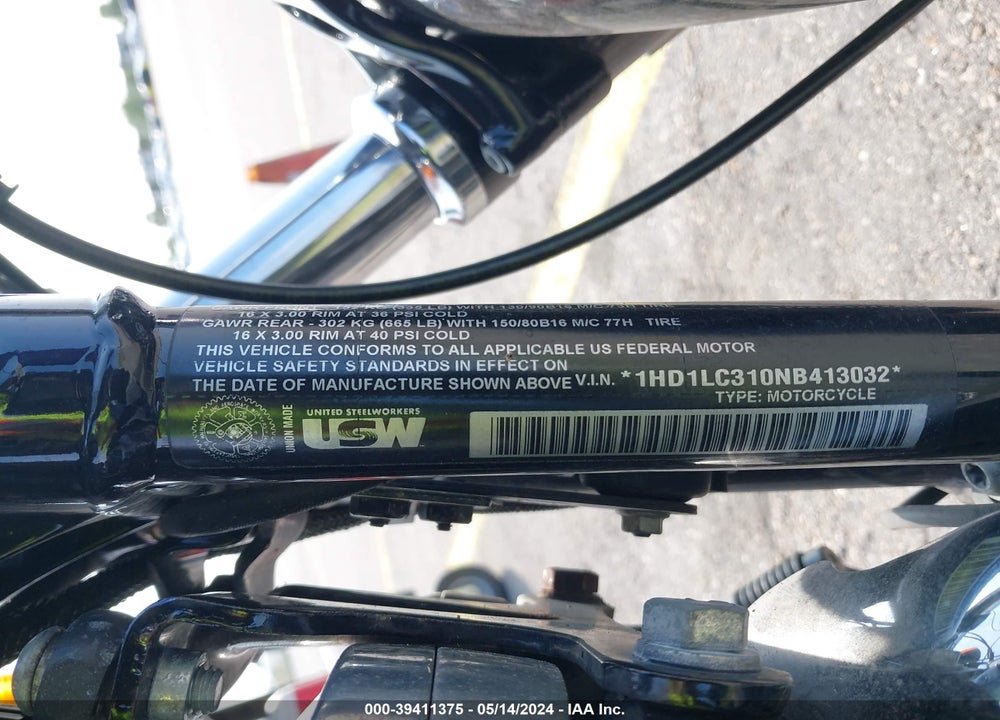2022 HARLEY-DAVIDSON XL1200 X VIN: 1HD1LC310NB413032