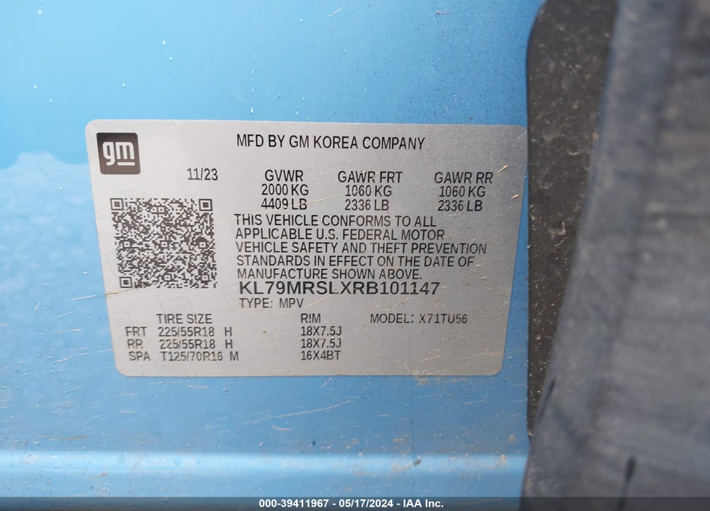 2024 CHEVROLET TRAILBLAZER AWD LT VIN: KL79MRSLXRB101147
