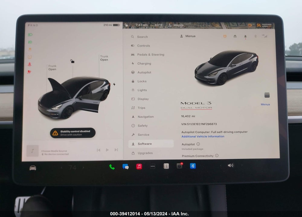 2022 TESLA MODEL 3 VIN: 5YJ3E1EC1NF296873