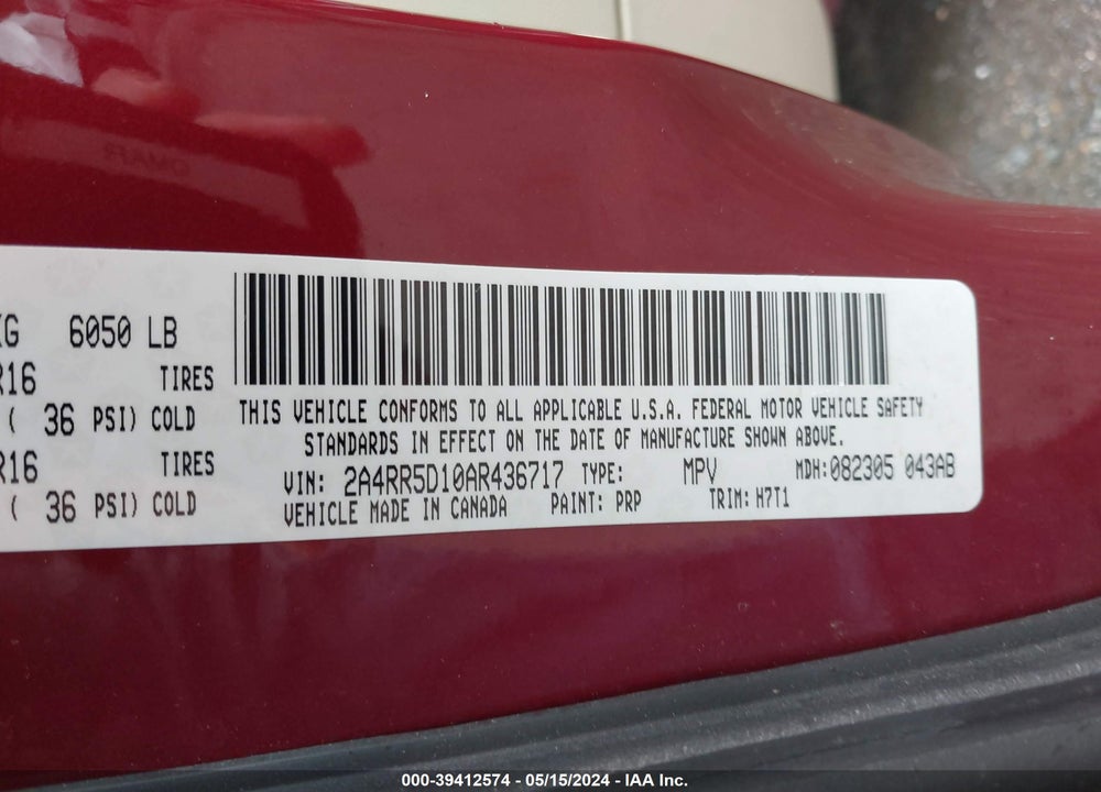 2010 CHRYSLER TOWN & COUNTRY TOURING VIN: 2A4RR5D10AR436717