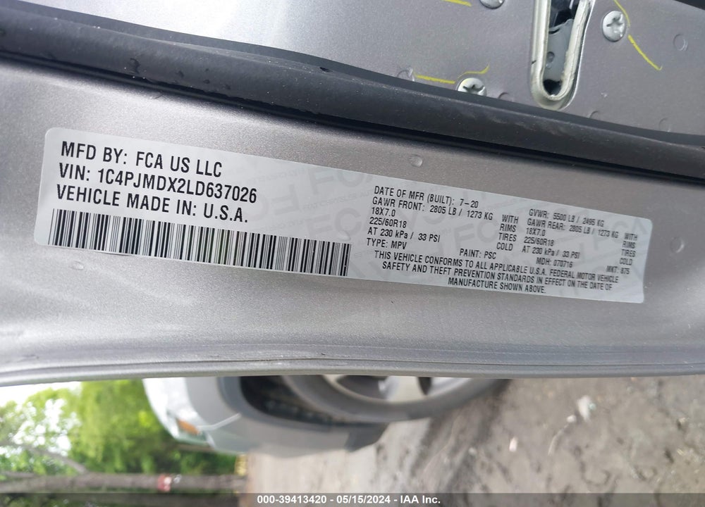 2020 JEEP CHEROKEE LIMITED 4X4 VIN: 1C4PJMDX2LD637026