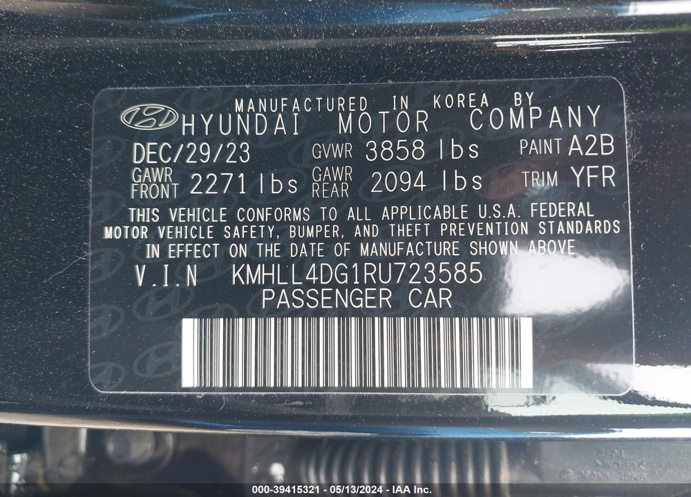 2024 HYUNDAI ELANTRA SE VIN: KMHLL4DG1RU723585