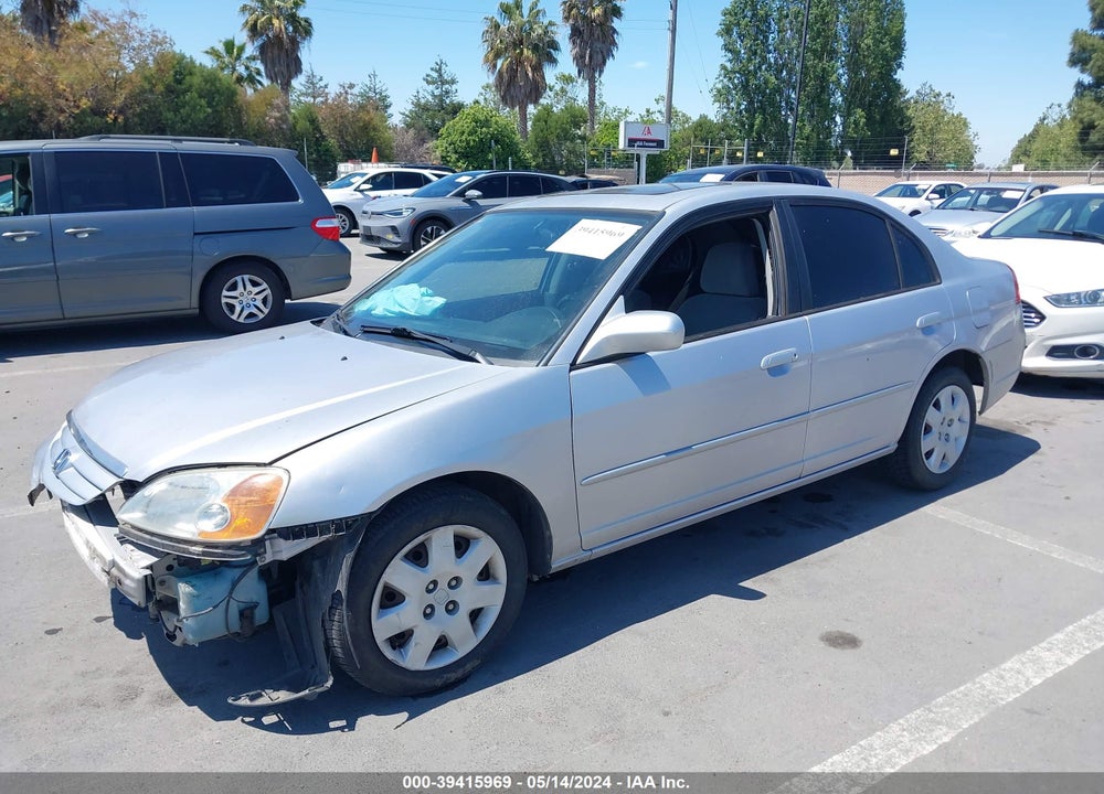 2002 HONDA CIVIC EX VIN: 1HGES26772L078908