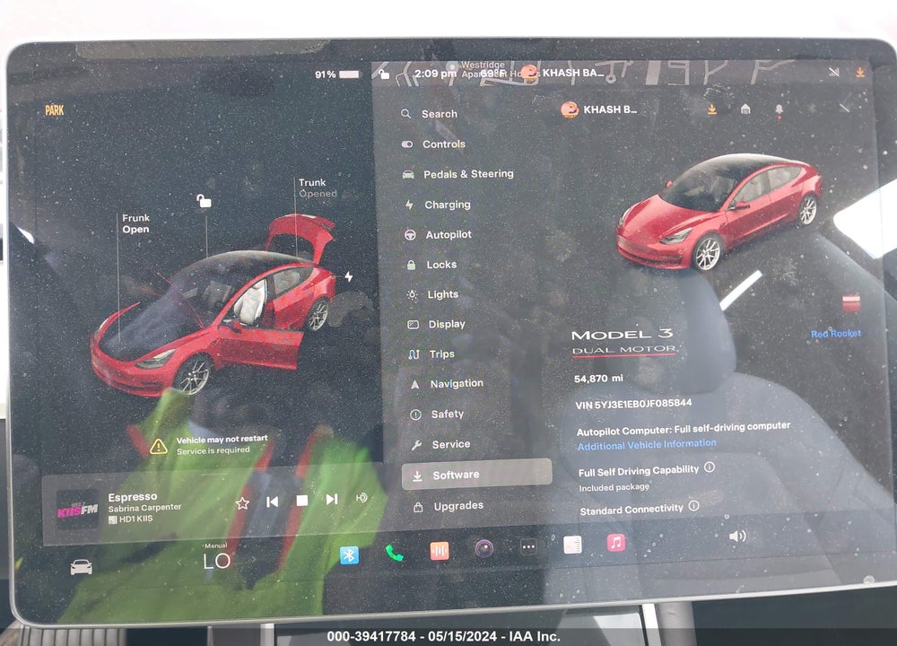 2018 TESLA MODEL 3 LONG RANGE/PERFORMANCE VIN: 5YJ3E1EB0JF085844