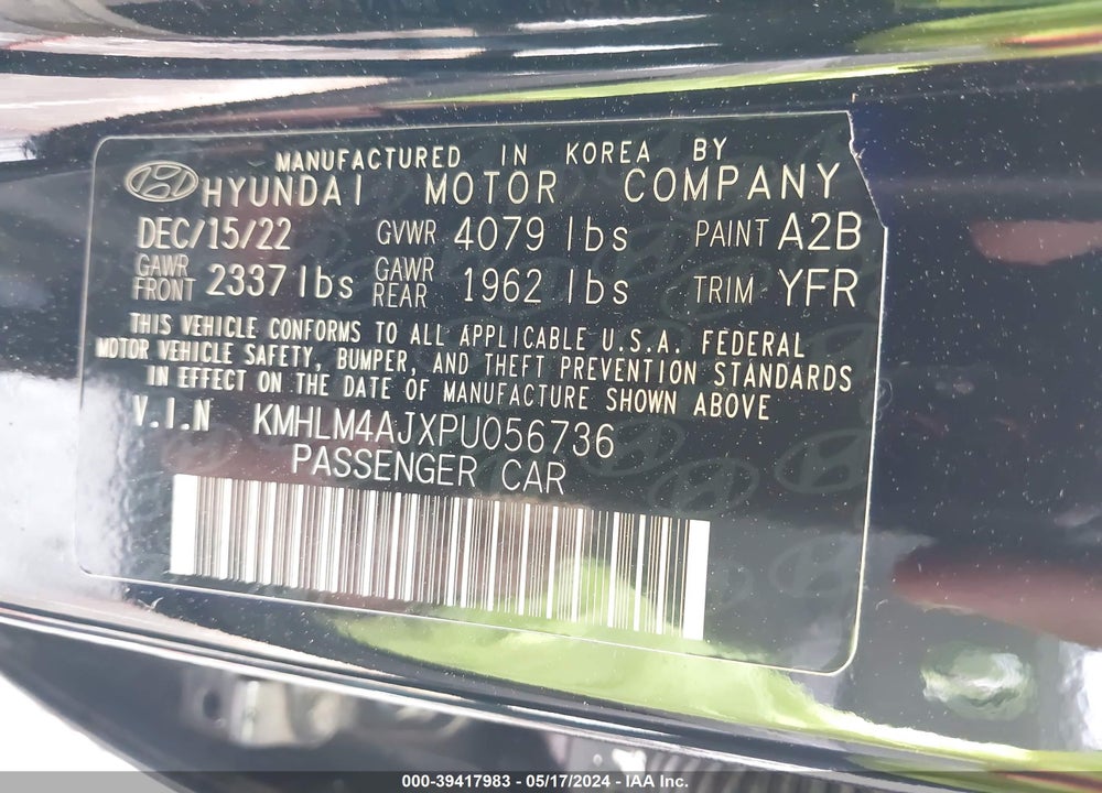 2023 HYUNDAI ELANTRA HYBRID BLUE VIN: KMHLM4AJXPU056736