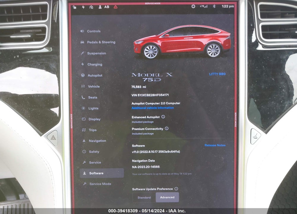 2017 TESLA MODEL X VIN: 5YJXCBE28HF054171