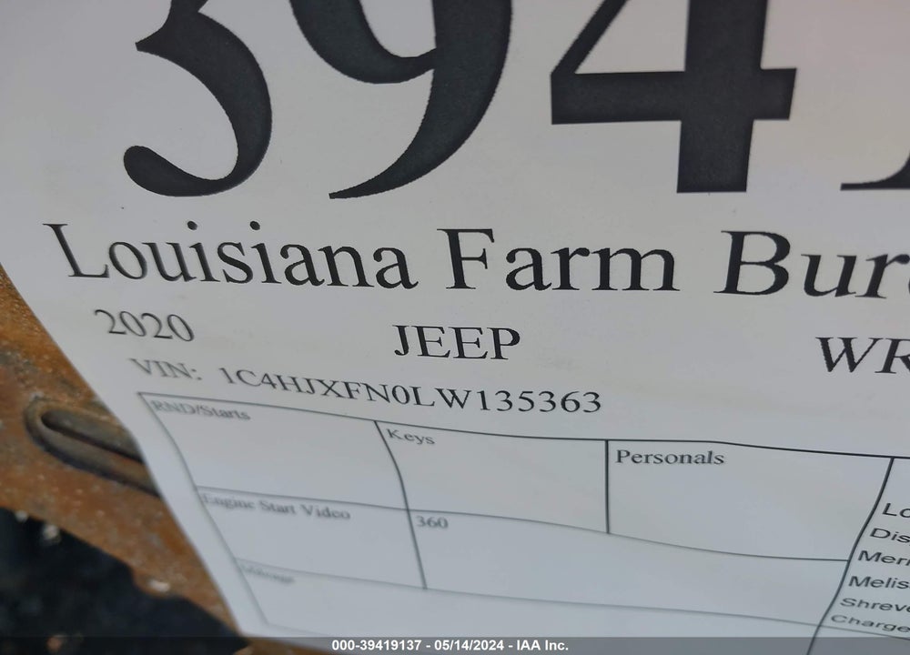2020 JEEP WRANGLER UNLIMITED RUBICON 4X4 VIN: 1C4HJXFN0LW135363