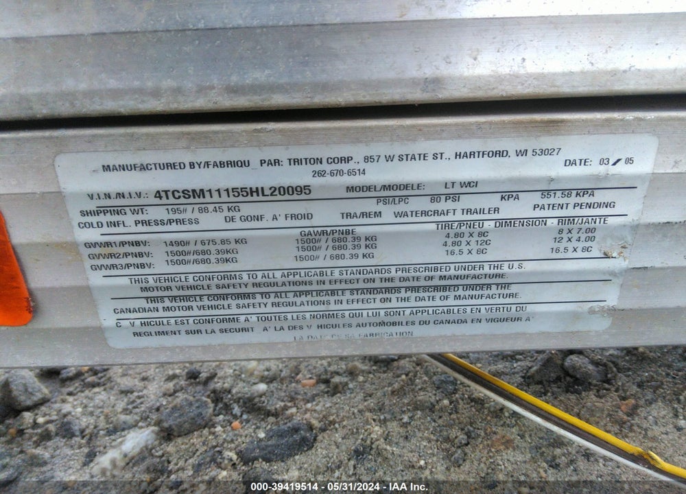 2005 OTHER --- VIN: 4TCSM11155HL20095