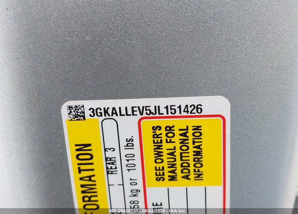 2018 GMC TERRAIN SL VIN: 3GKALLEV5JL151426