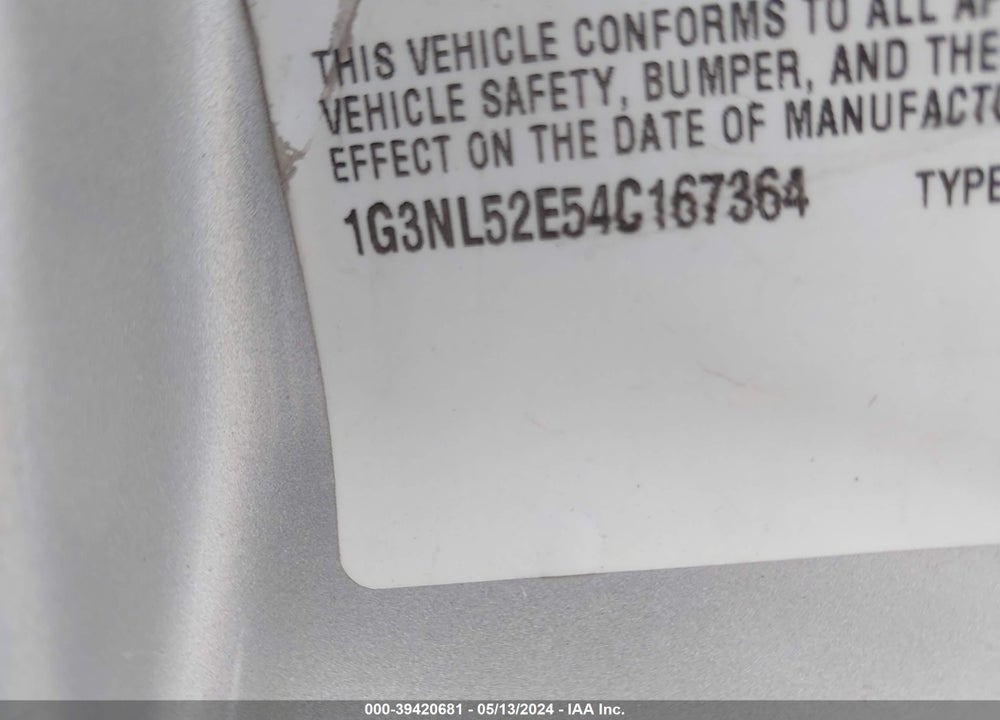 2004 OLDSMOBILE ALERO GL1 VIN: 1G3NL52E54C167364