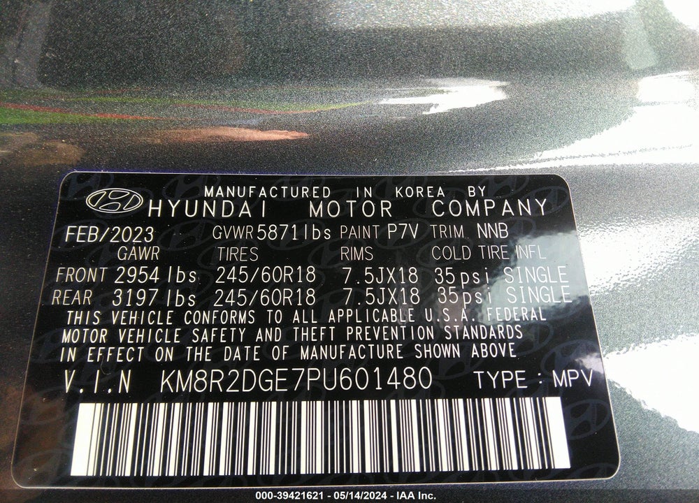2023 HYUNDAI PALISADE SEL VIN: KM8R2DGE7PU601480