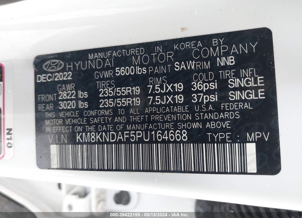 2023 HYUNDAI IONIQ 5 SEL VIN: KM8KNDAF5PU164668