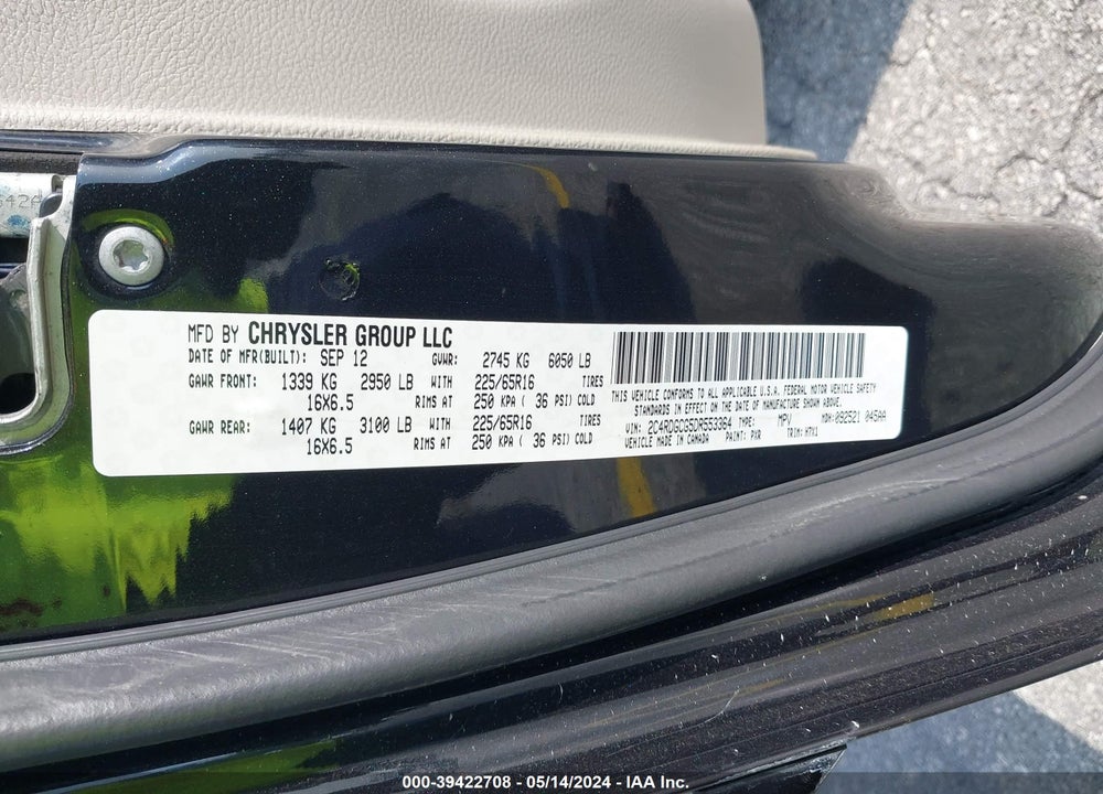 2013 DODGE GRAND CARAVAN SXT VIN: 2C4RDGCG5DR553364