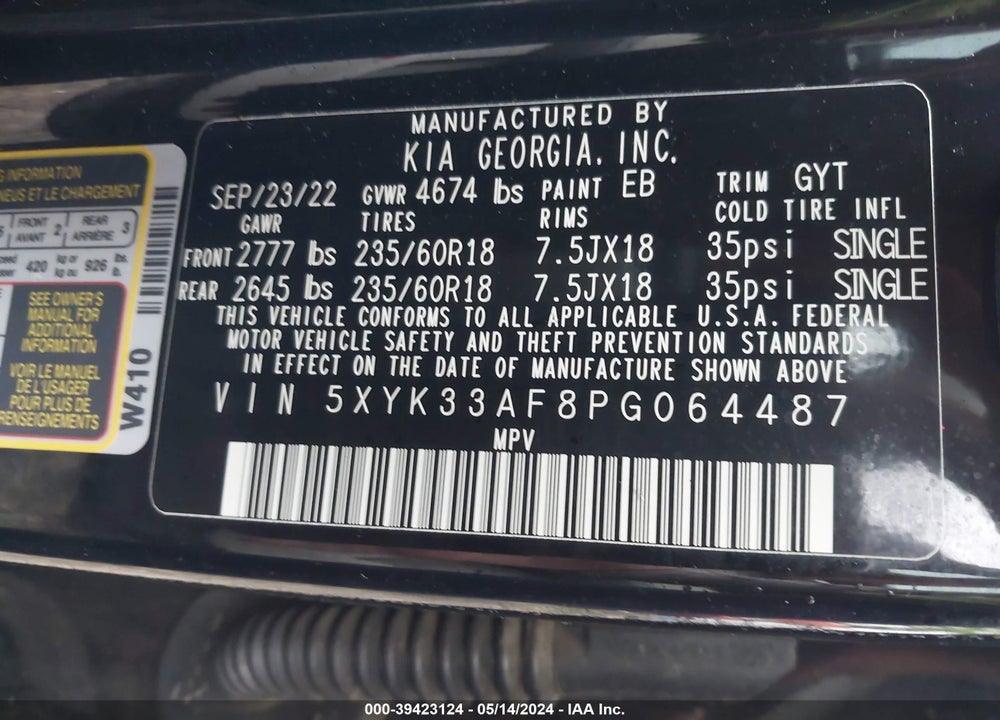 2023 KIA SPORTAGE EX VIN: 5XYK33AF8PG064487