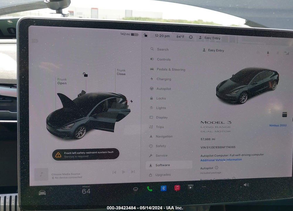 2022 TESLA MODEL 3 LONG RANGE DUAL MOTOR ALL-WHEEL DRIVE VIN: 5YJ3E1EB8NF174065
