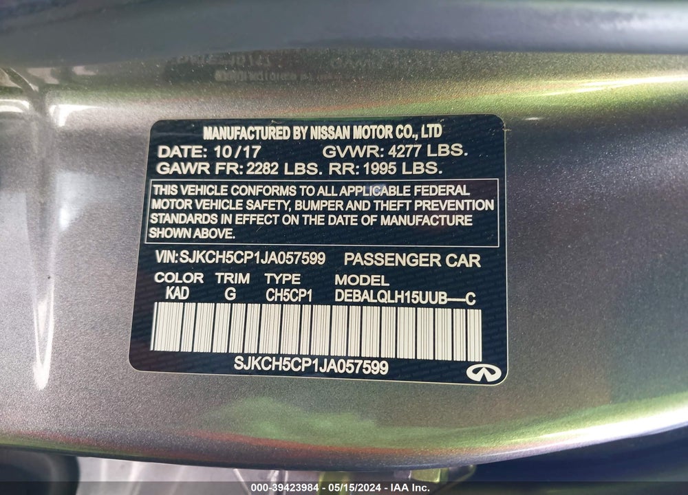 2018 INFINITI QX30 LUXURY VIN: SJKCH5CP1JA057599