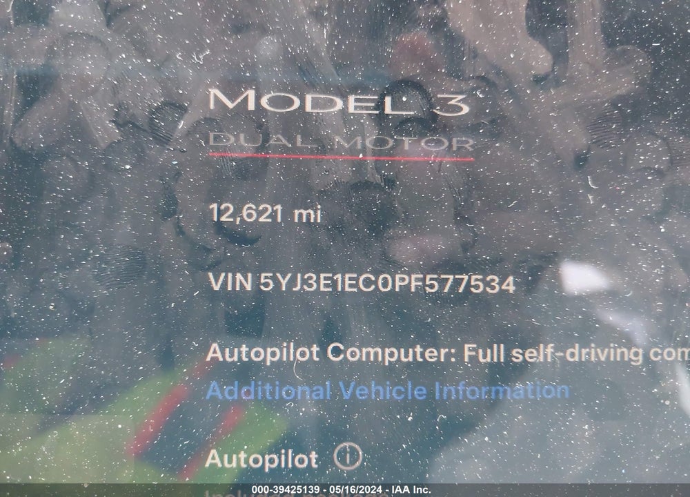 2023 TESLA MODEL 3 PERFORMANCE DUAL MOTOR ALL-WHEEL DRIVE VIN: 5YJ3E1EC0PF577534