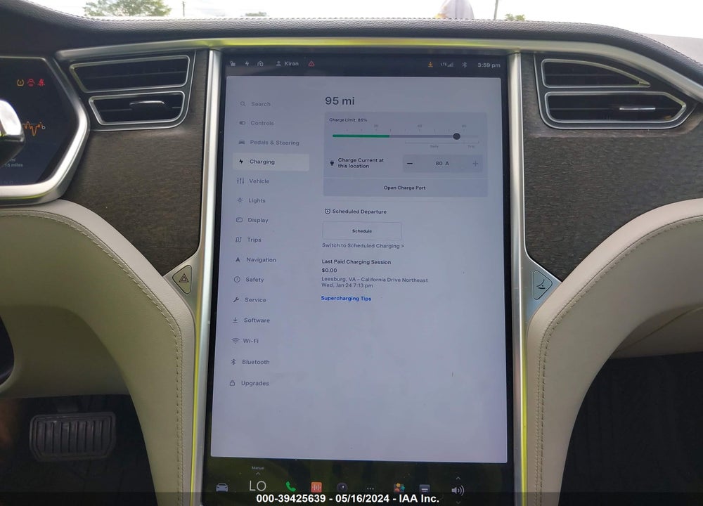 2013 TESLA MODEL S VIN: 5YJSA1DNXDFP18907