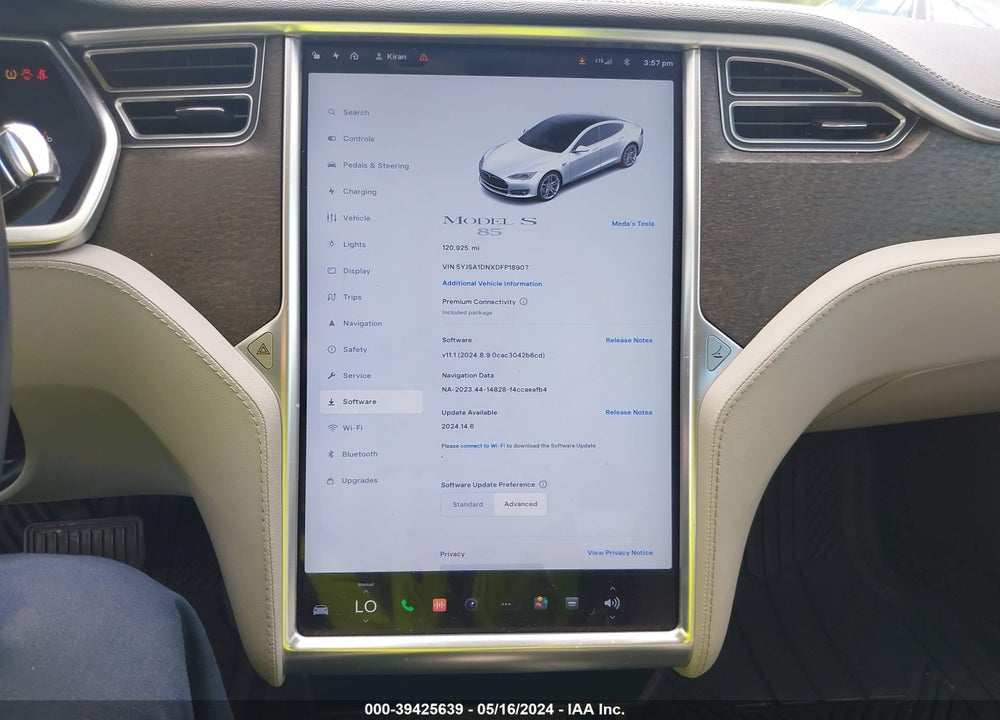 2013 TESLA MODEL S VIN: 5YJSA1DNXDFP18907