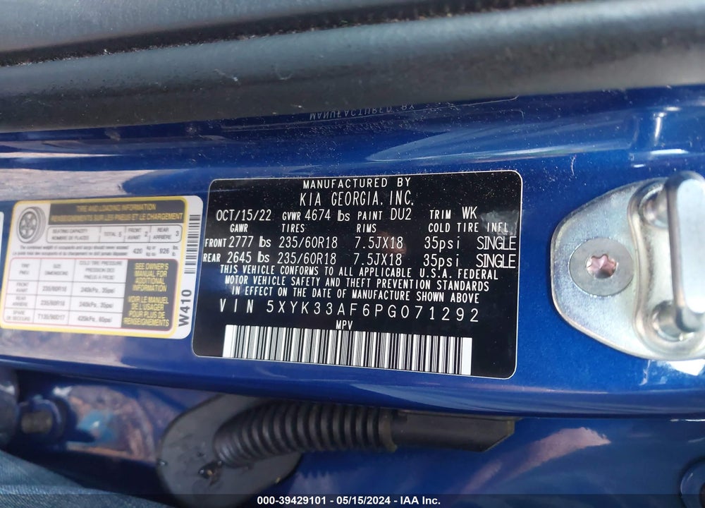 2023 KIA SPORTAGE VIN: 5XYK33AF6PG071292
