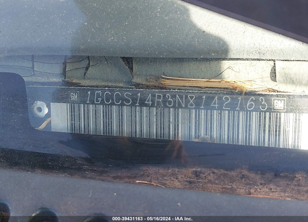 1992 CHEVROLET S TRUCK S10 VIN: 1GCCS14R3N8142163