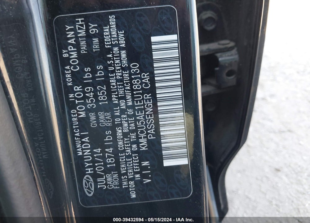 2014 HYUNDAI ACCENT SE VIN: KMHCU5AE1EU188130