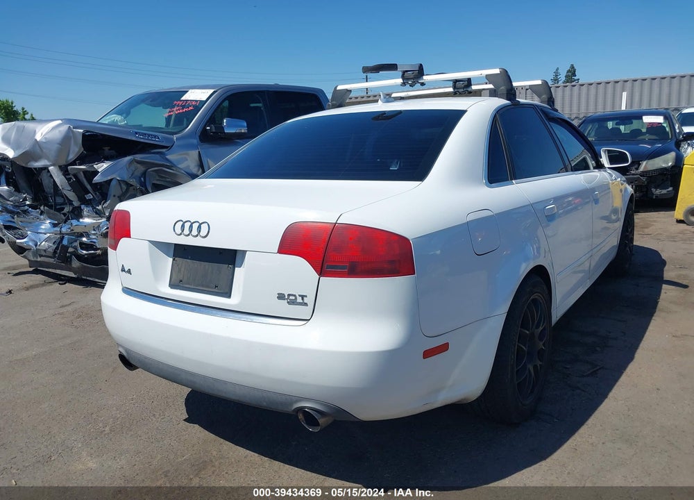 2007 AUDI A4 2.0T VIN: WAUDF98E27A056933