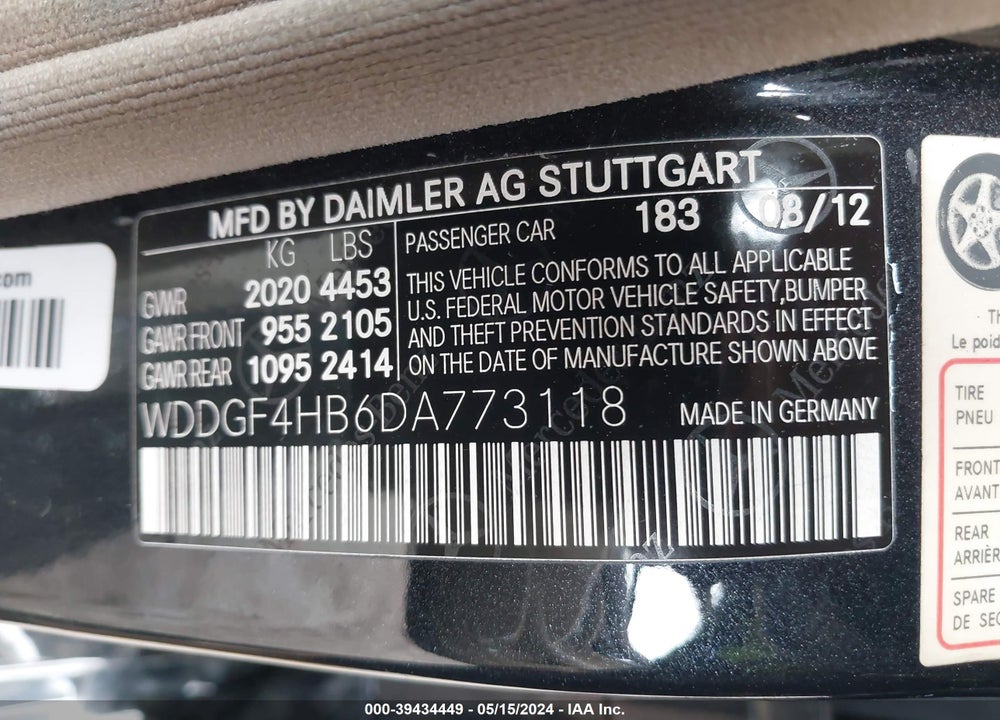2013 MERCEDES-BENZ C 250 LUXURY/SPORT VIN: WDDGF4HB6DA773118