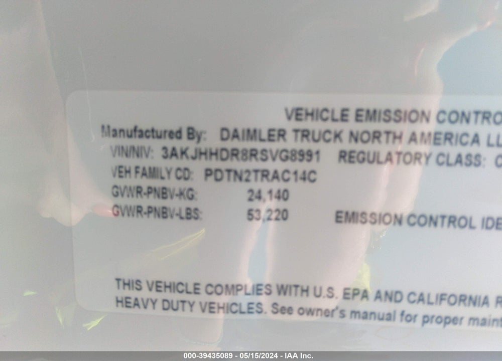 2024 FREIGHTLINER CASCADIA 126 VIN: 3AKJHHDR8RSVG8991