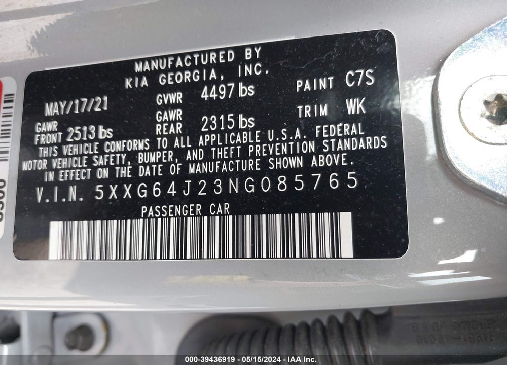 2022 KIA K5 GT LINE VIN: 5XXG64J23NG085765