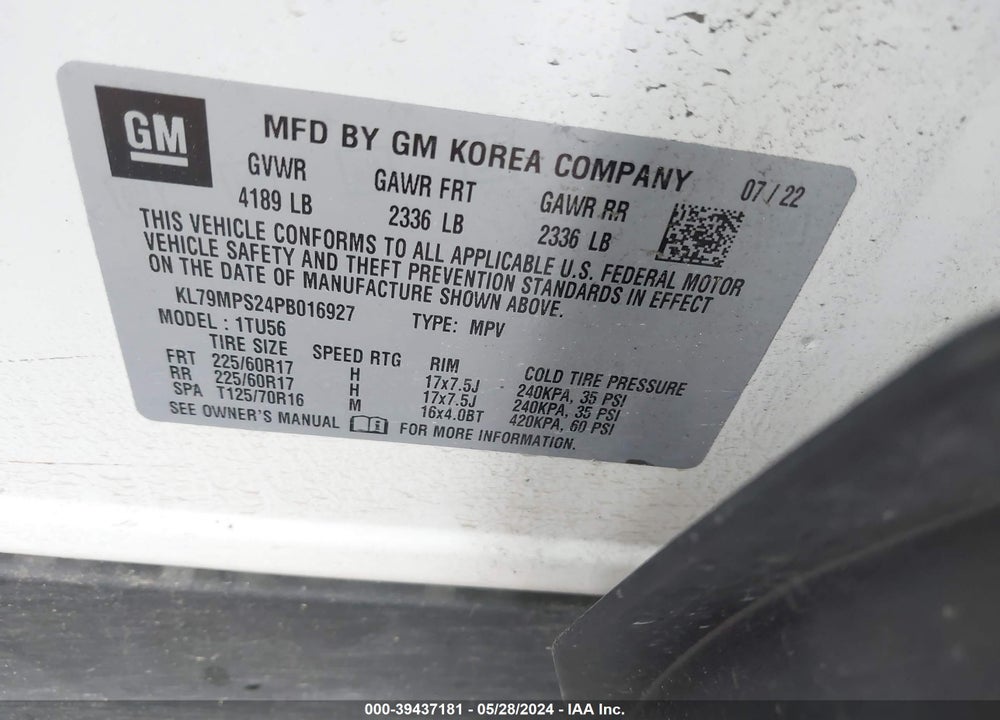 2023 CHEVROLET TRAILBLAZER FWD LT VIN: KL79MPS24PB016927