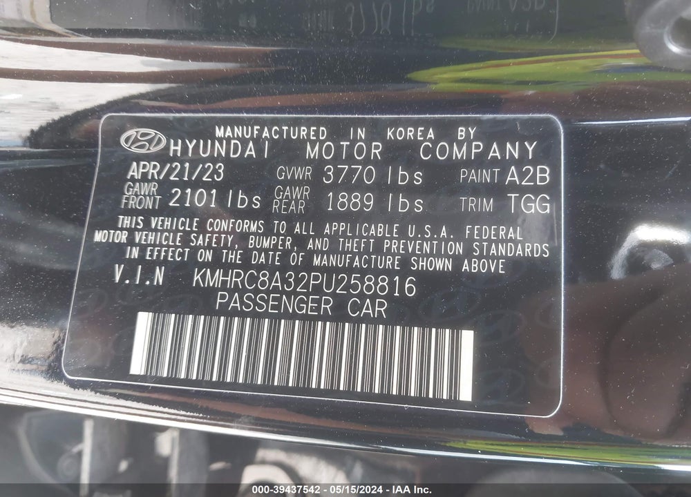 2023 HYUNDAI VENUE SEL VIN: KMHRC8A32PU258816