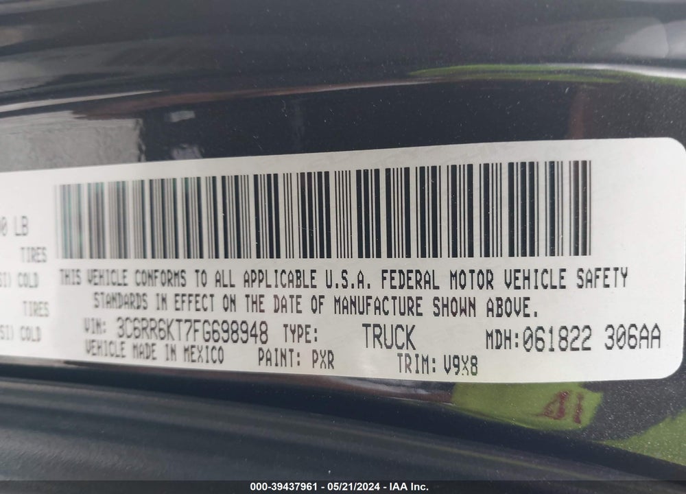 2015 RAM 1500 EXPRESS VIN: 3C6RR6KT7FG698948