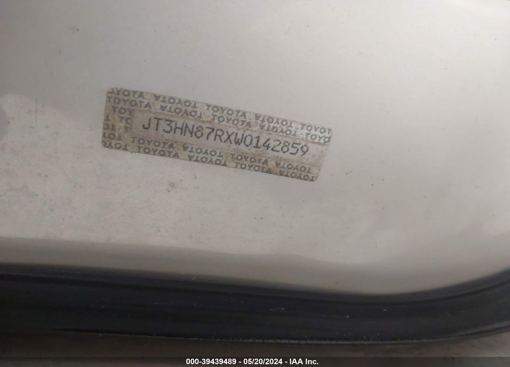 1998 TOYOTA 4RUNNER SR5 V6 LIMITED VIN: JT3HN87RXW0142859