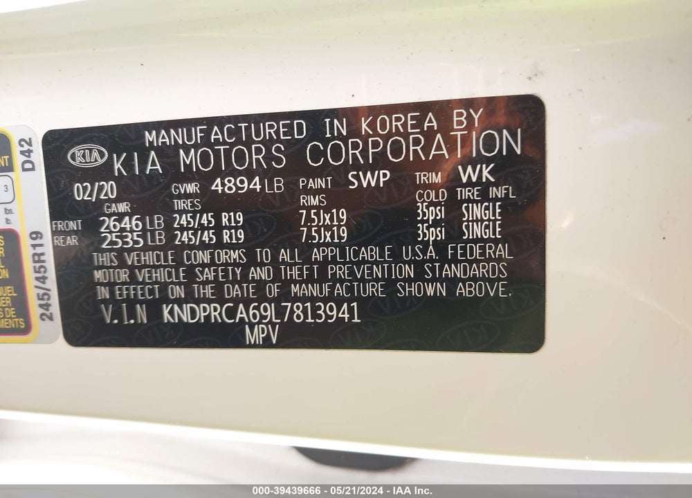 2020 KIA SPORTAGE SX TURBO VIN: KNDPRCA69L7813941