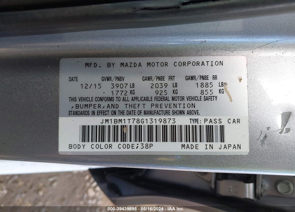 2016 MAZDA 3 I SPORT VIN: JM1BM1T78G1319873